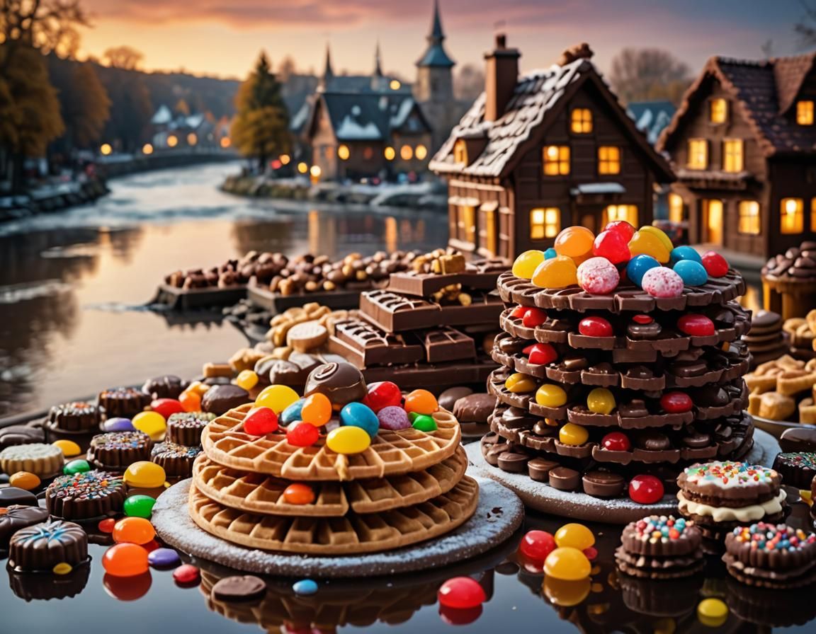 Sweet House with Chocolate River