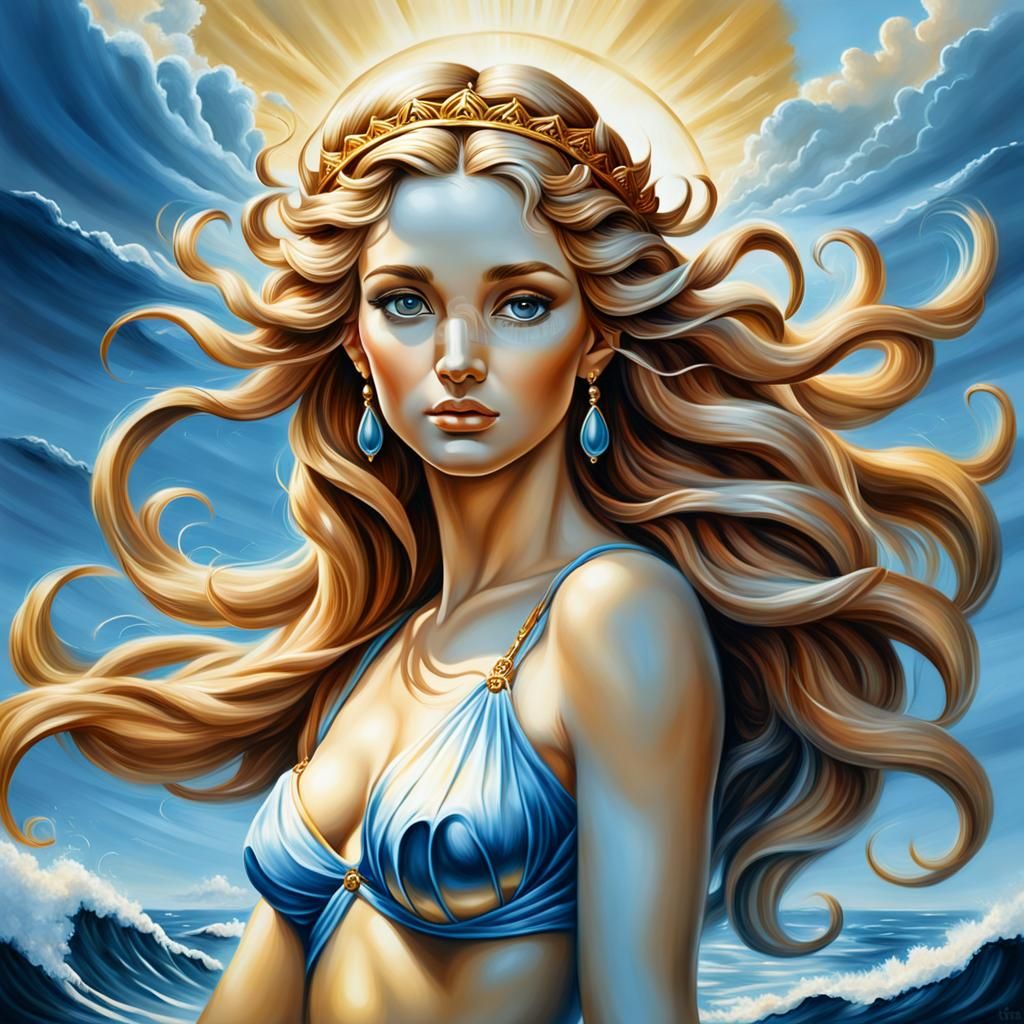 Aphrodite: Beautiful Goddess in Oil Painting Style