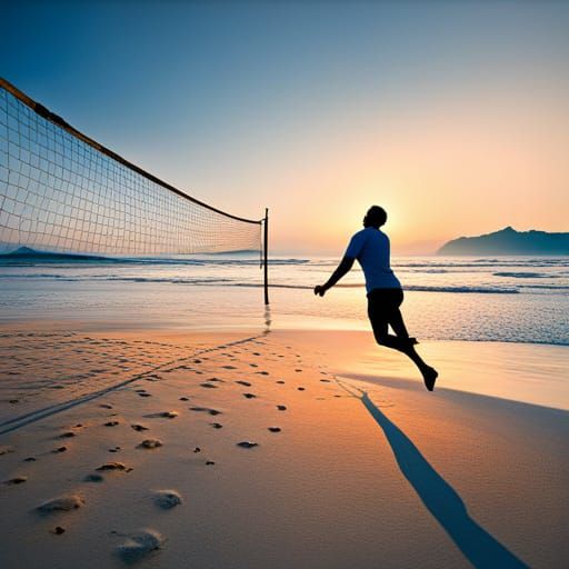 Volleyball Spike on Beach in Abstract Style