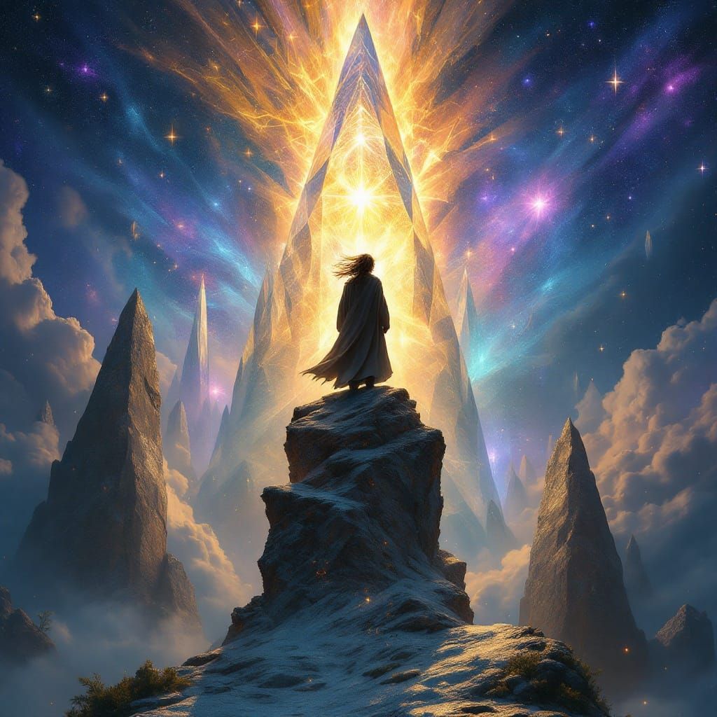 Cosmic Stained-Glass Heaven Panorama in Vibrant Colors