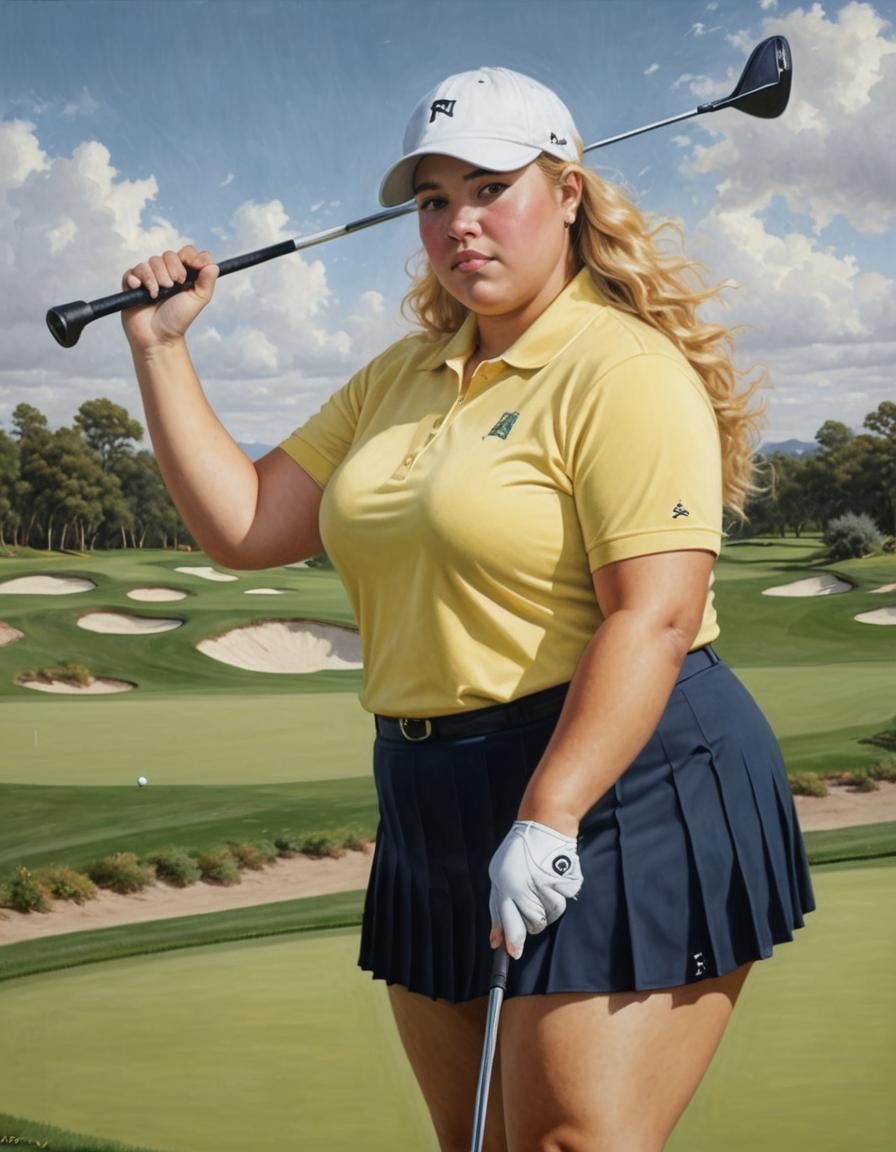 Latina Golfer on Argentinian Course in Romanticist Style