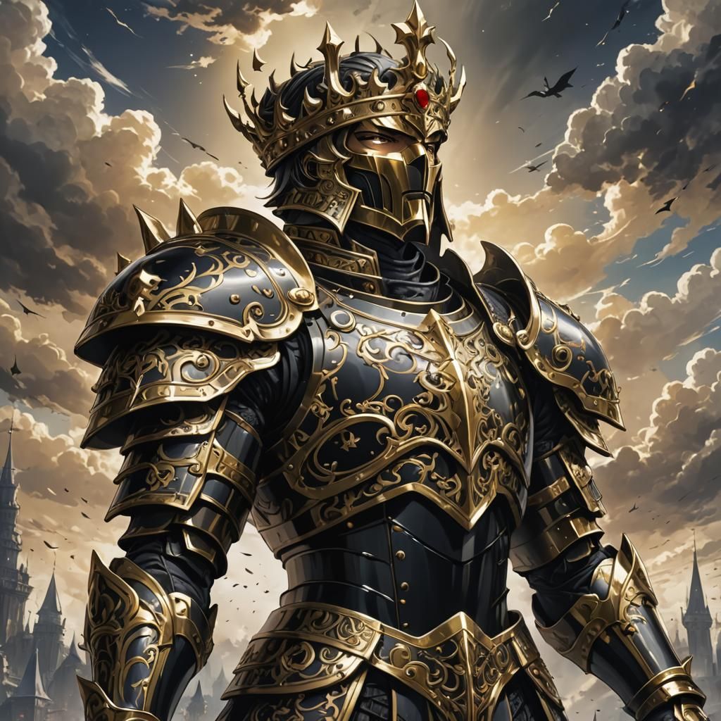 Anime King in Golden Armor Ready to Fight