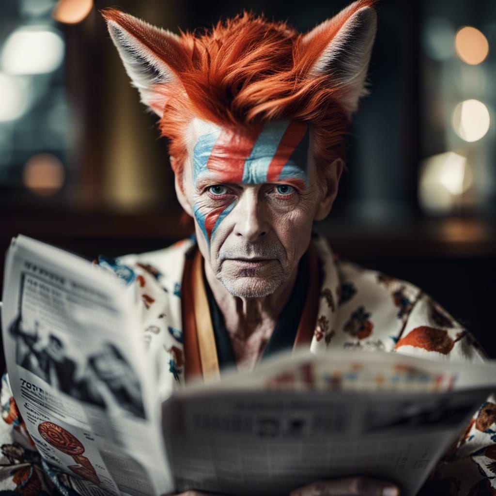 David Bowie as Kitsune Fox in Kimono Portrait
