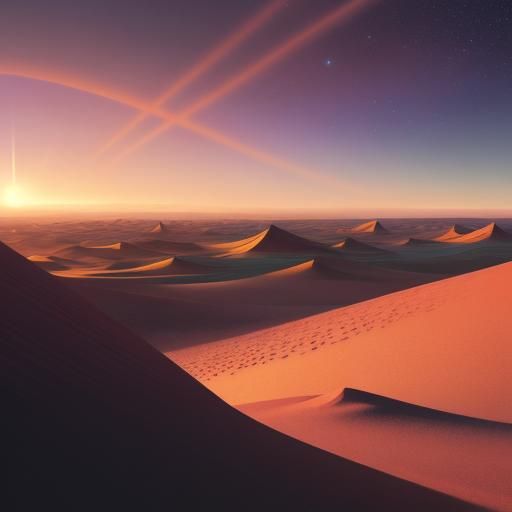 Dune Planet Sunset: Sci-Fi Matte Painting