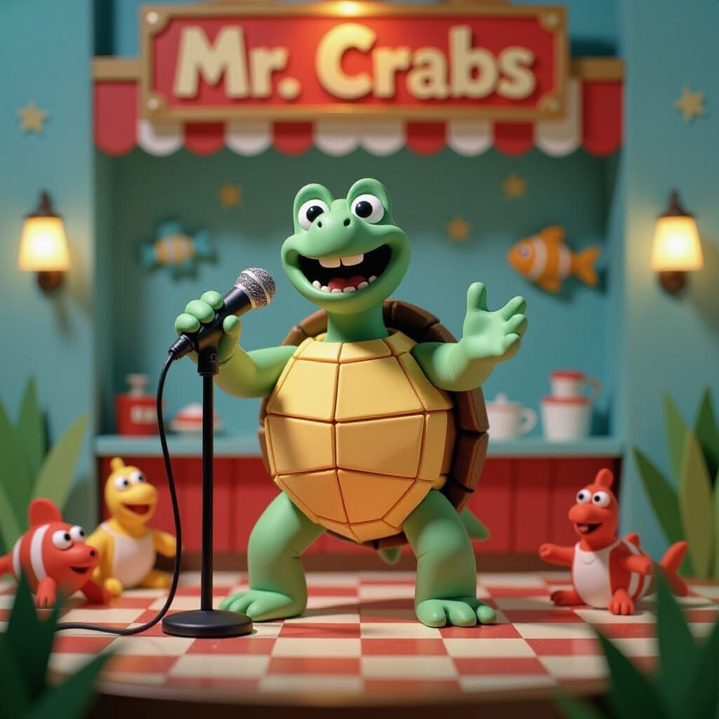 Sea Turtle's Origami Restaurant Performance in Claymation St...