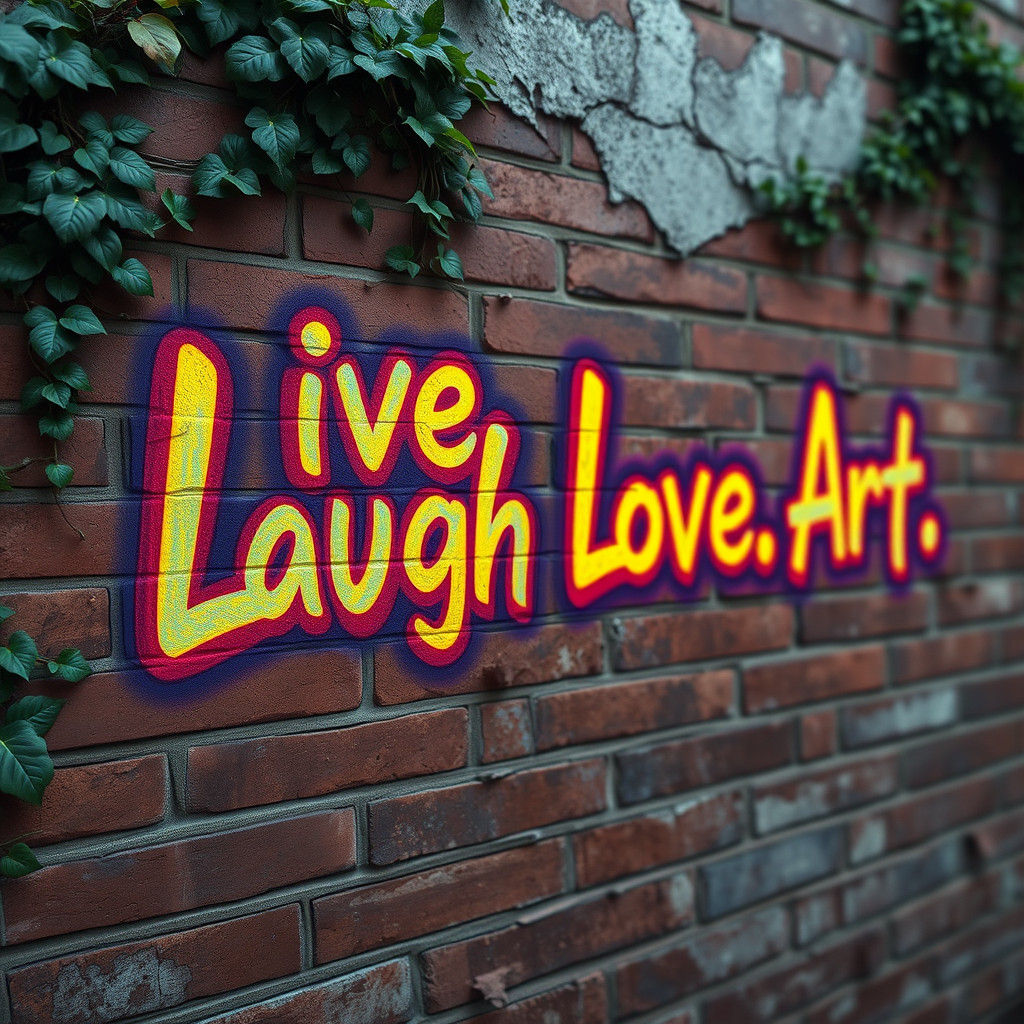 Inspirational Graffiti Art on Brick Wall in Matte Painting S...