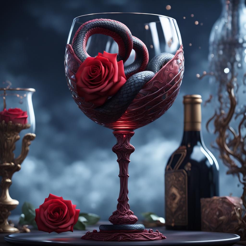 Serpentine Wine Glass: A Fantastical Digital Painting