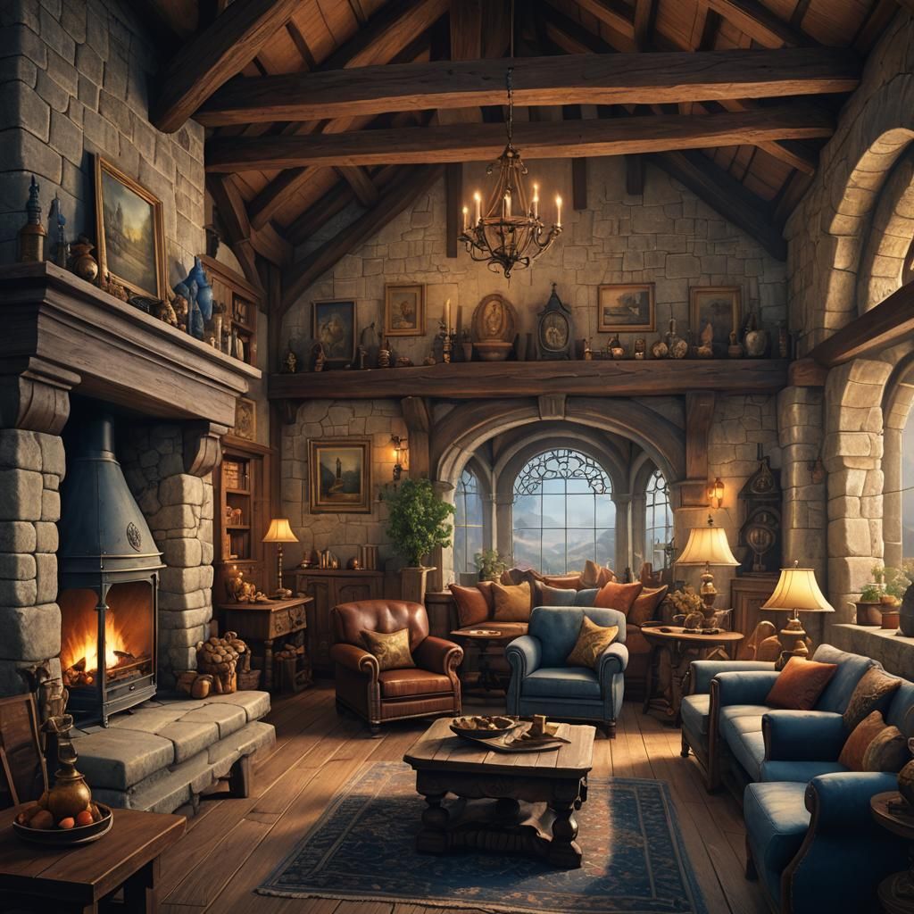 Cozy Medieval Sitting Room Concept Art