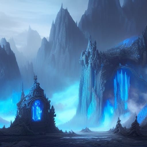 Fantastical Blue Character Concept Art in 8K