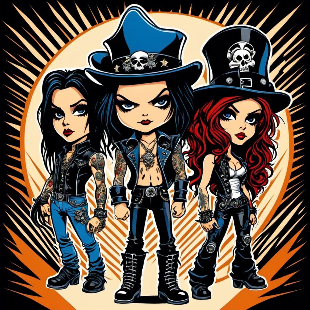 Y2K Teen Angel Rock Band Chibi Cartoon