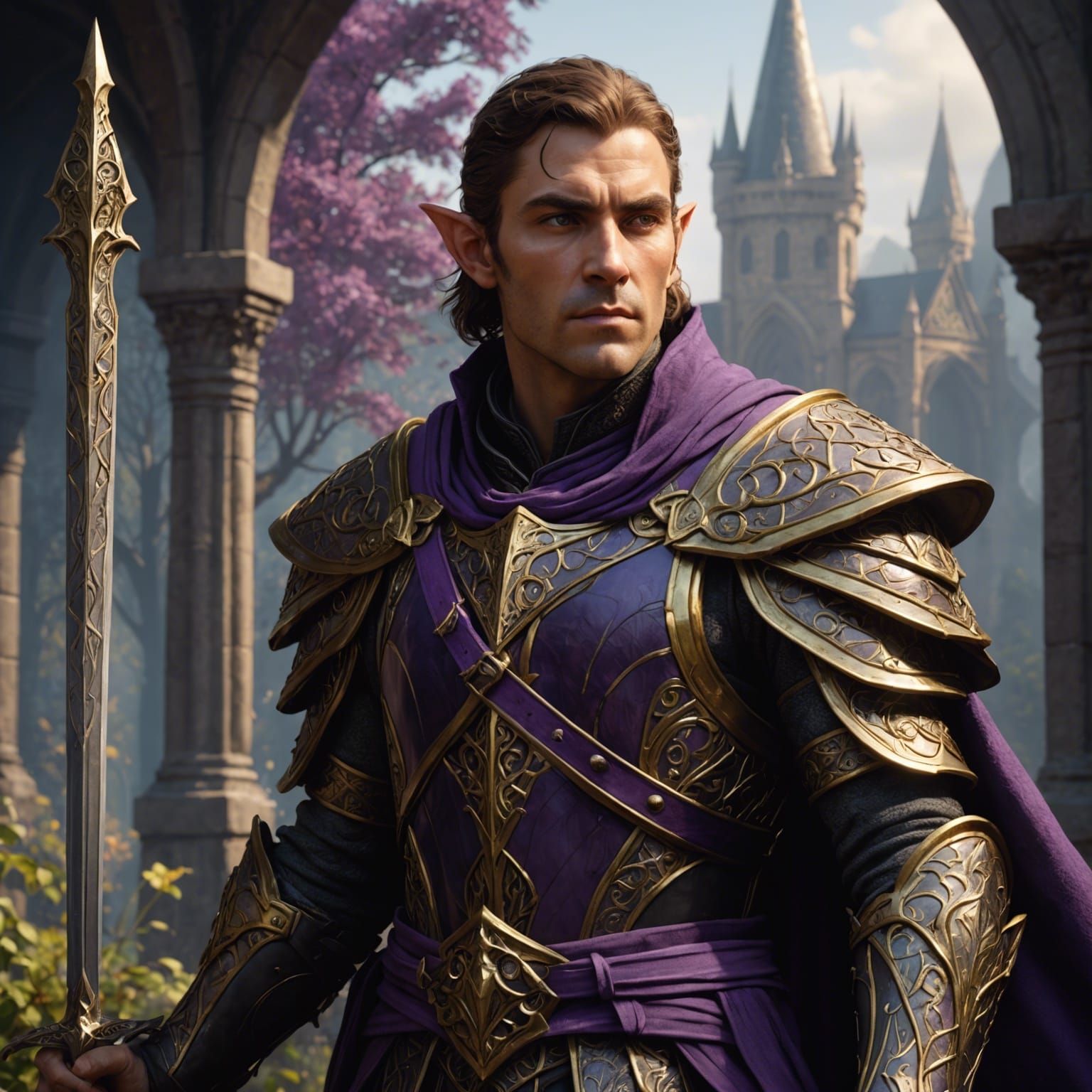 Elven Guard in Dark Fantasy Style