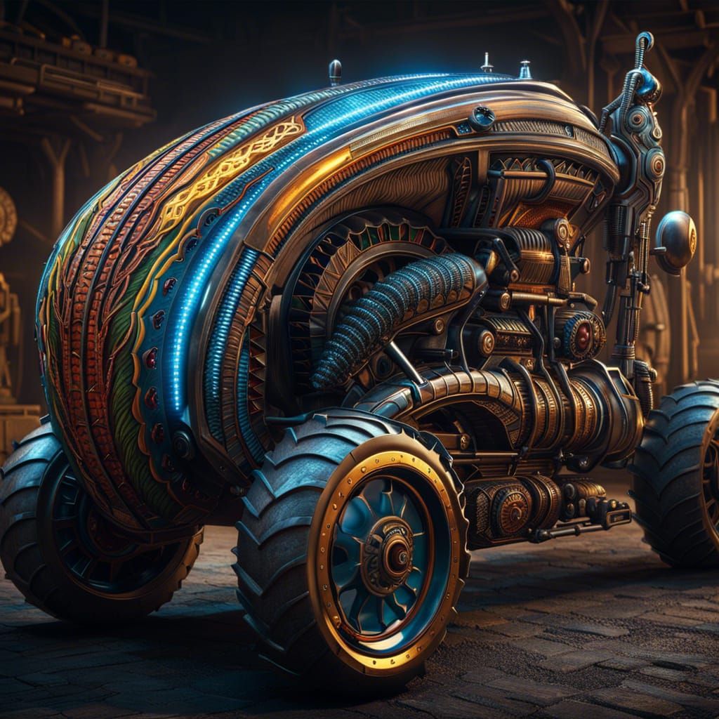 Futuristic Aboriginal Tractor Motorbike: Epic Cinematic Desi...