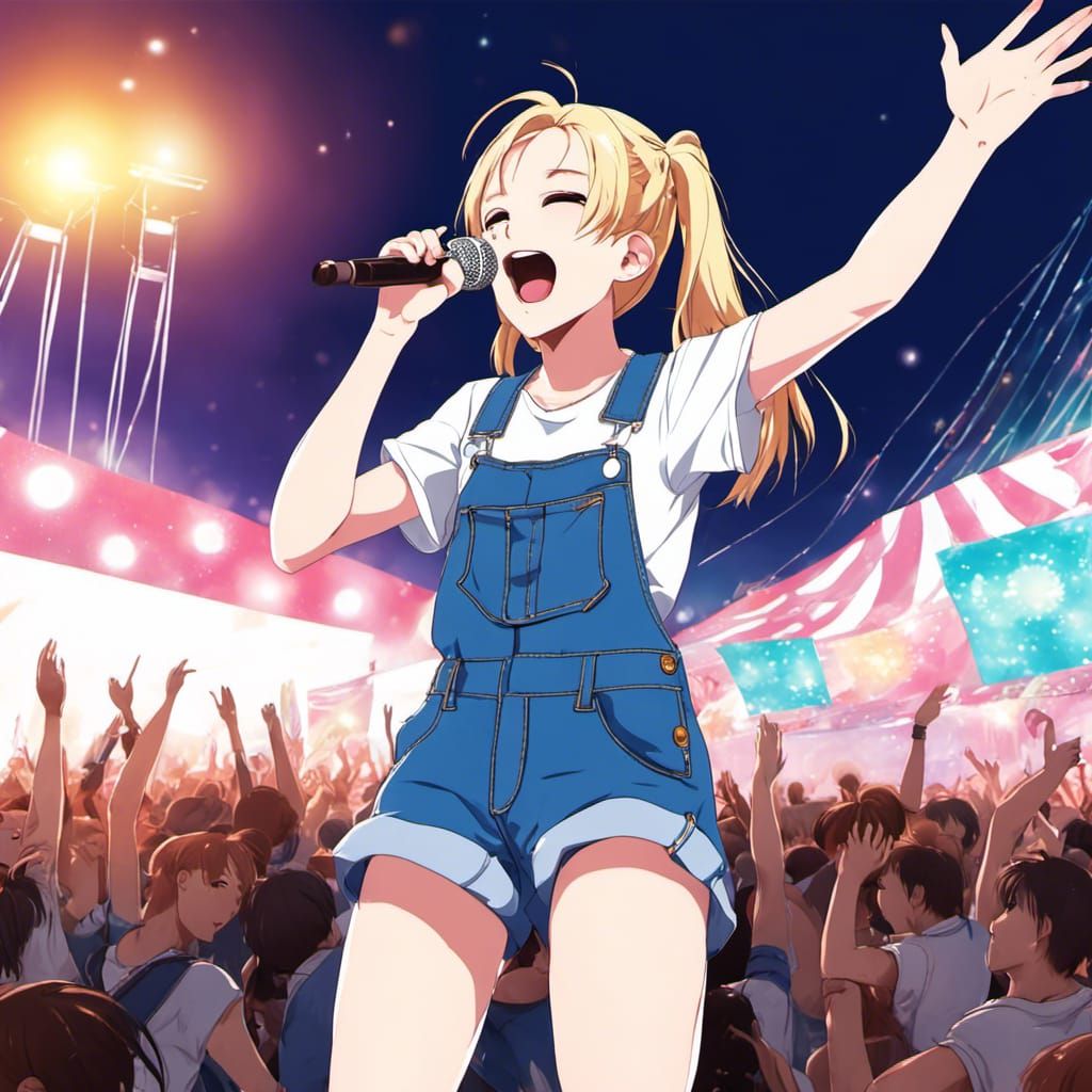 Anime-Style Pop Star at Music Festival