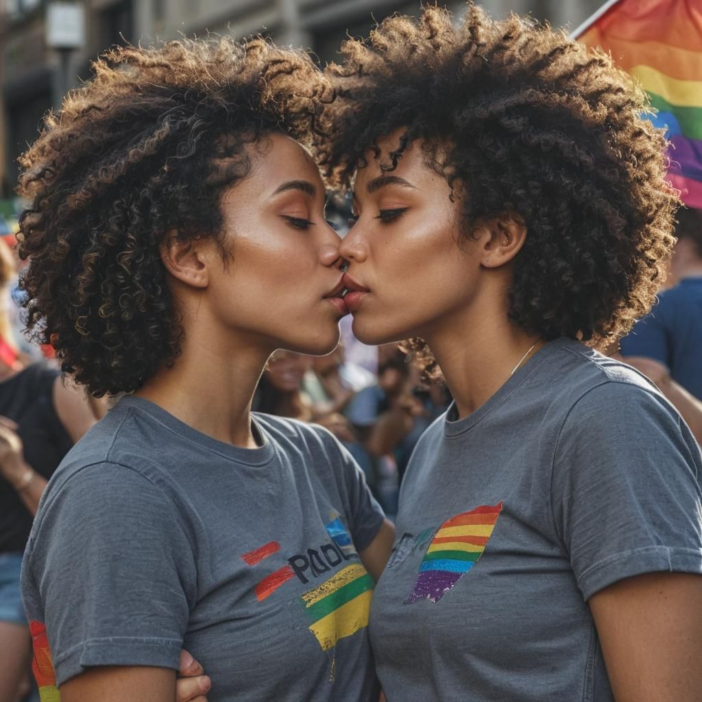 Pride Kiss: Hyperrealistic Digital Art Portrait