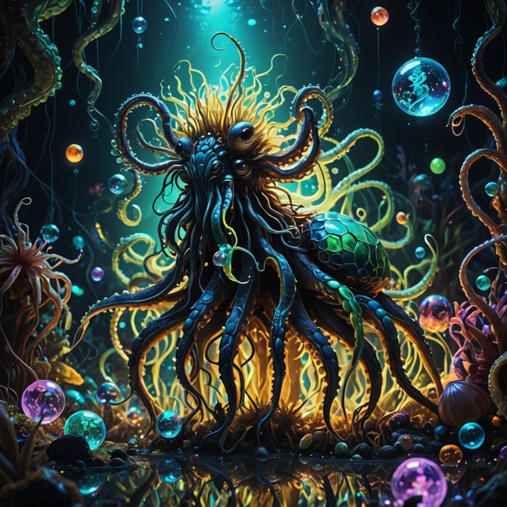 Bioluminescent Centaurs in Liquid RPG World