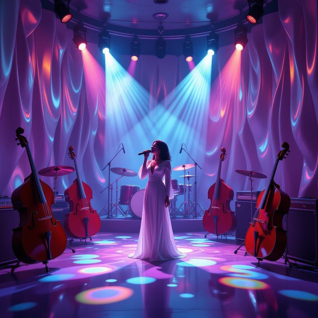 Dreamlike 1970s Music Club in Retro Psychedelic Style