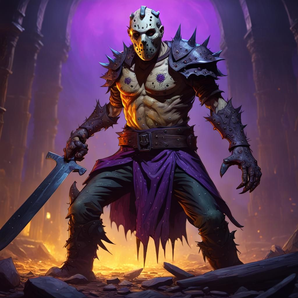 Fearsome Jason/Freddy Hybrid in Dark Fantasy Style