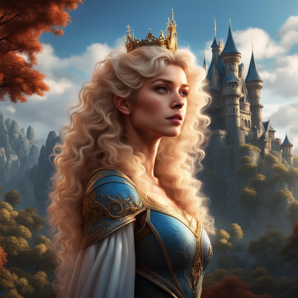 Fairytale Princess Gazing at Castle: Fantasy Concept Art