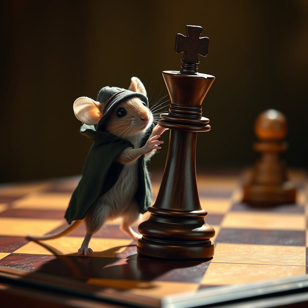 Mouse Defeats Chess King in Dramatic Rembrandt-Inspired Scen...