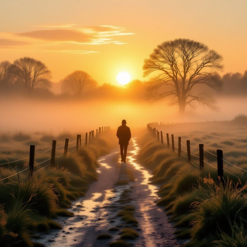 Walking in the sunrise