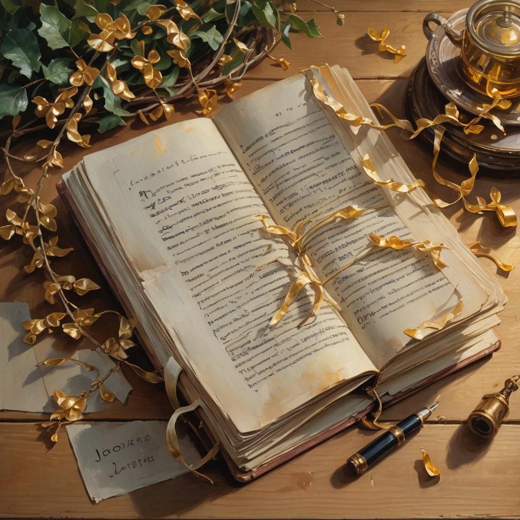 Open Book Still Life in Oil Painting Style