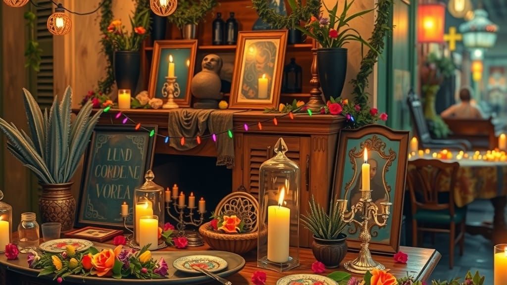 Vibrant Voodoo Altar in New Orleans Style