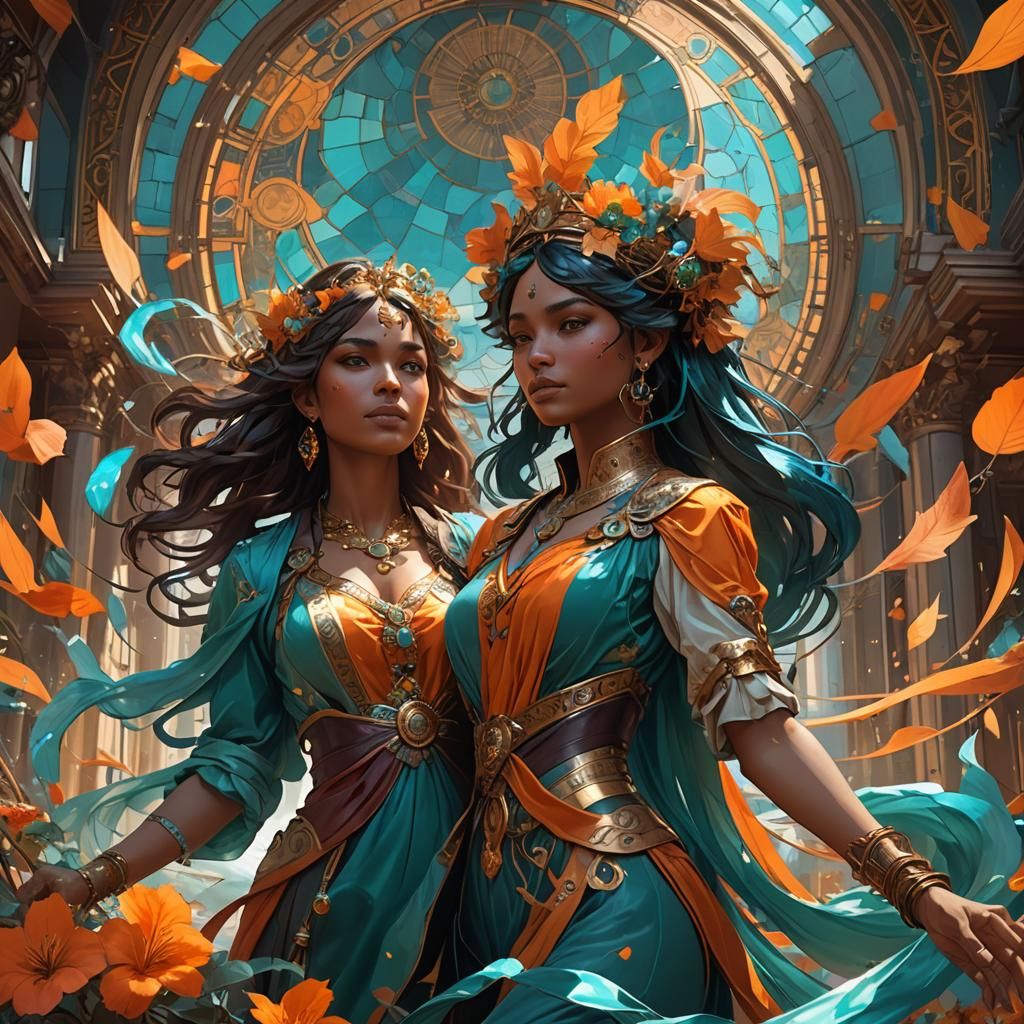 Carmen Sandiego Concept Art in Orange and Teal