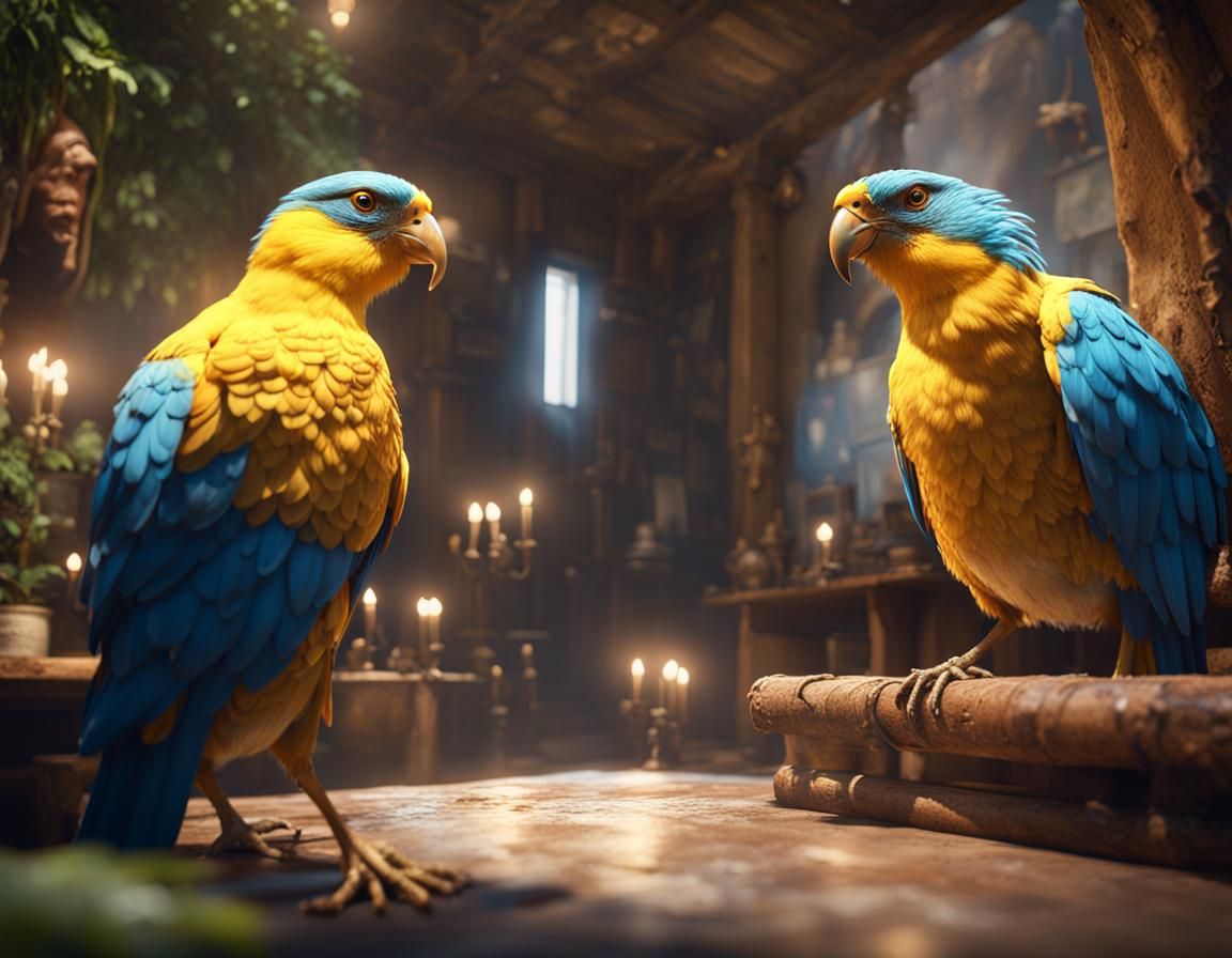 Happy Argentine Parrots in 3D Game Style
