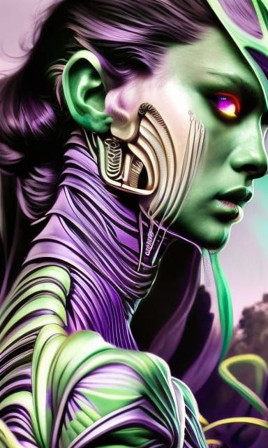 Intricate Purple-Green Gradient: A Hyperdetailed Scenic Conc...