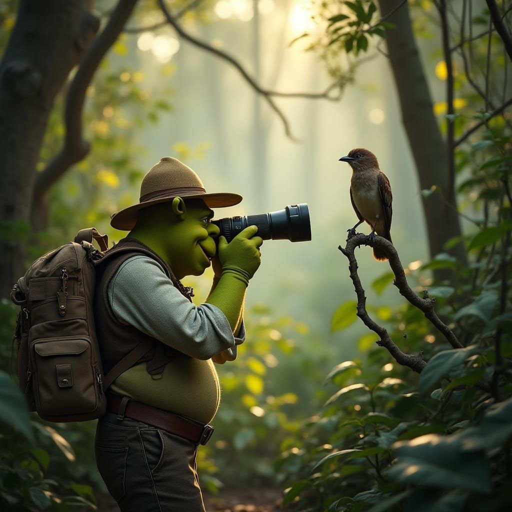 Shrek, Wildlife Photographer, Captures Bird in Rainforest
