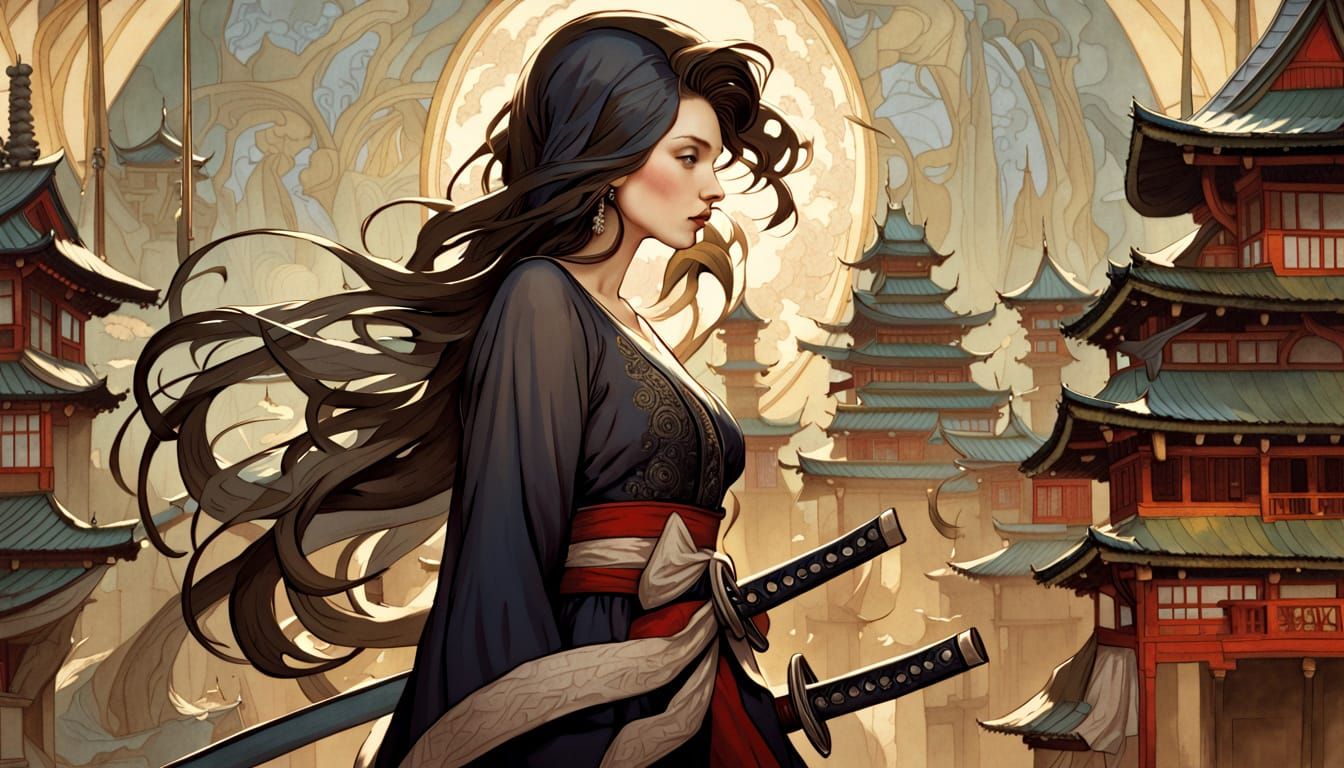 Mysterious Geisha Emerges from Feudal Japanese City