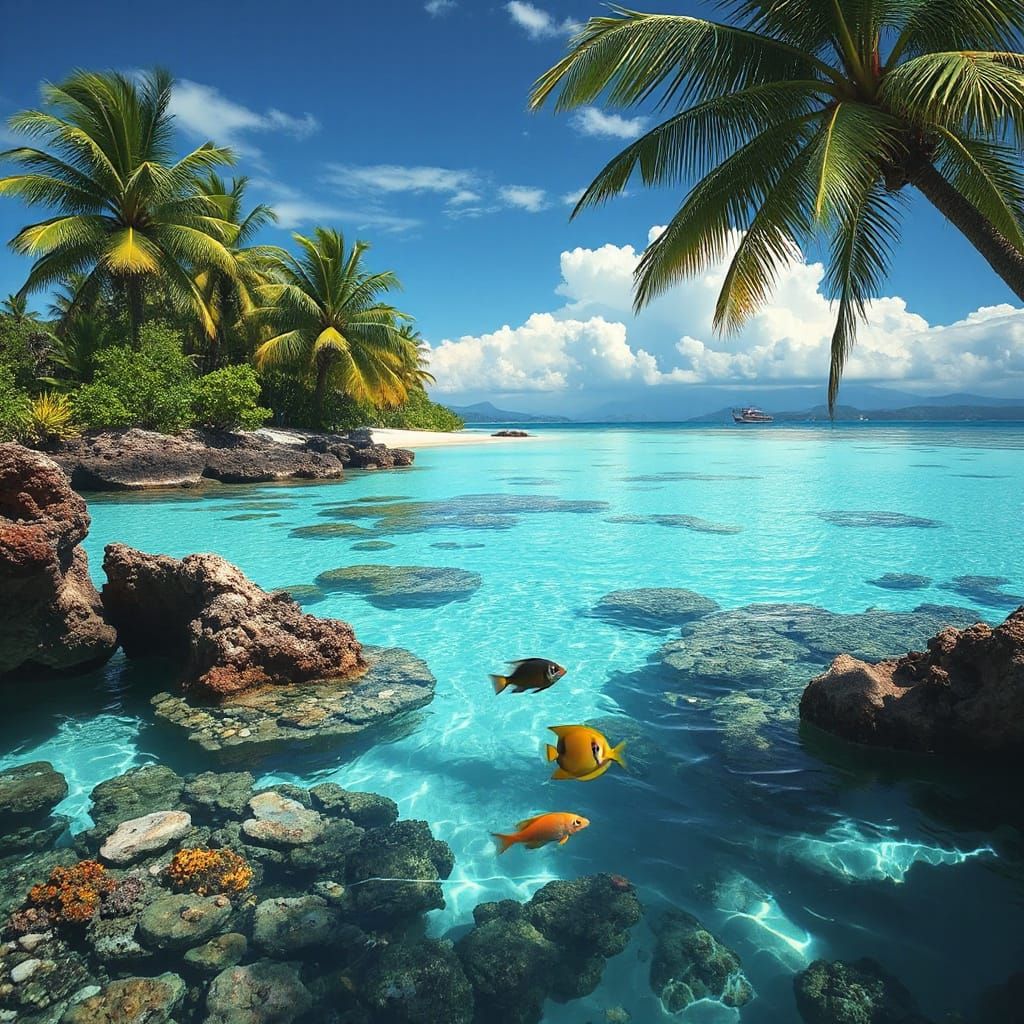 Turquoise Lagoon: A Tropical Paradise in Matte Painting