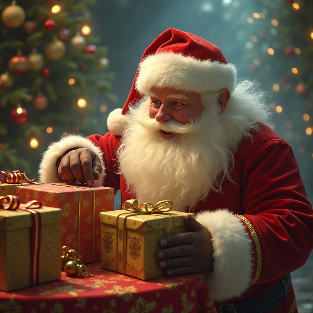 Jovial Santa Claus Basks in Whimsical Holiday Magic