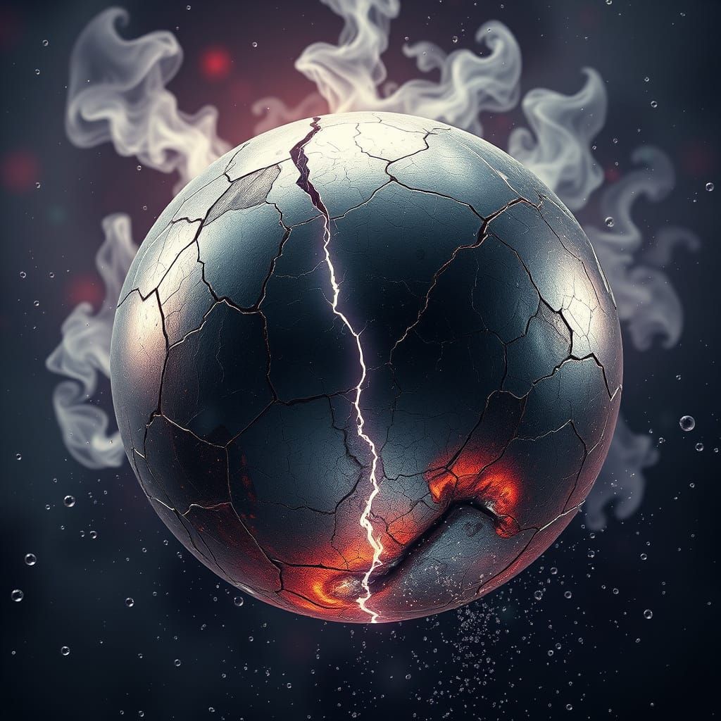 Vibrant, Hyperrealistic Metal Sphere with Intricate Details