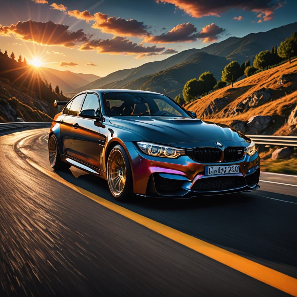 BMW M3 Sport Drifts on Italian Mountain Road in Vibrant Digi...