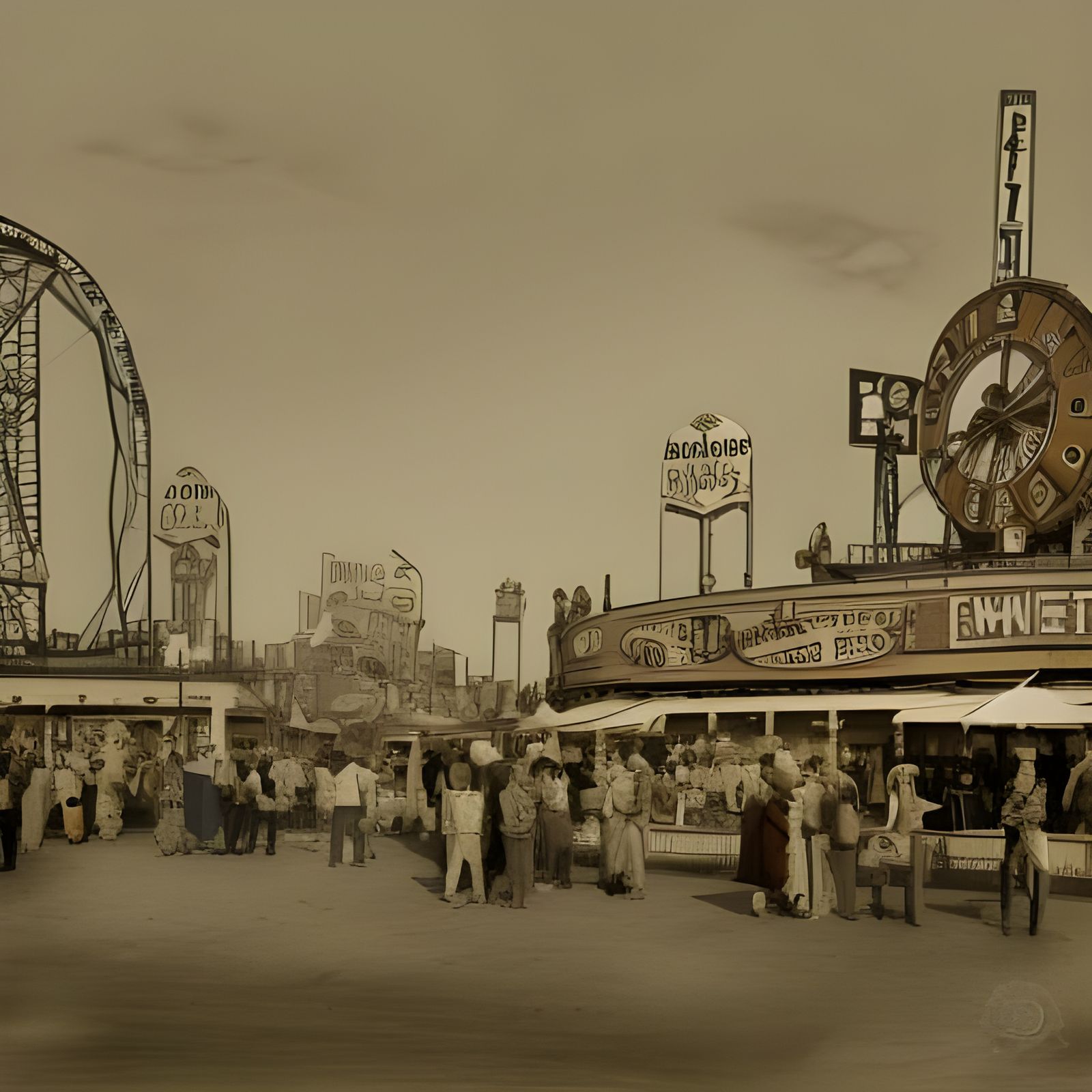 Coney Island, 1920s, in Hyperrealistic Sepia