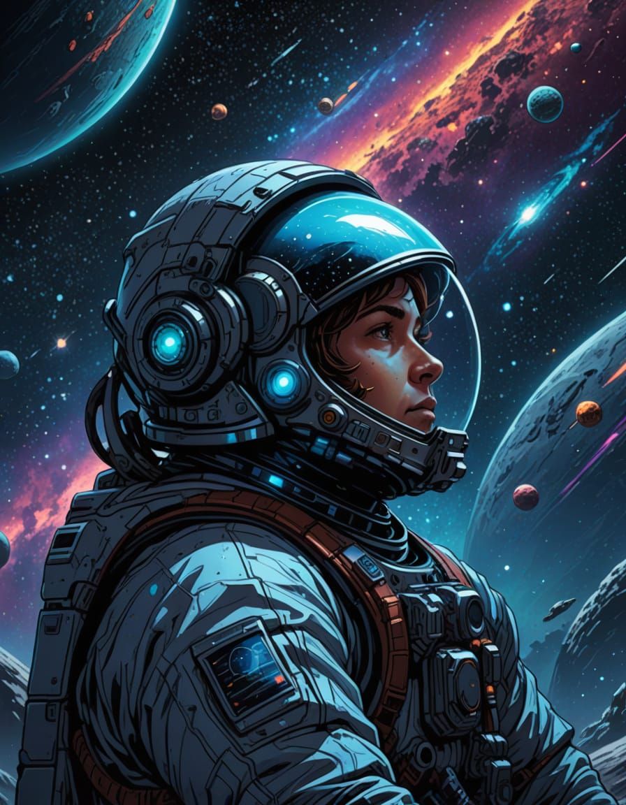 Cosmic Odyssey in Comic Book Style