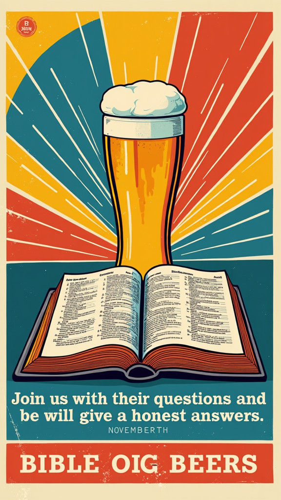 Vibrant Pop Art Poster for Bible and Beers Night