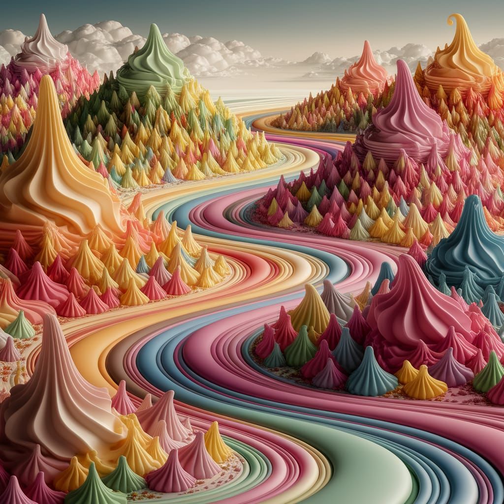 Surreal Ice Cream Mountains in Whimsical Aesthetic