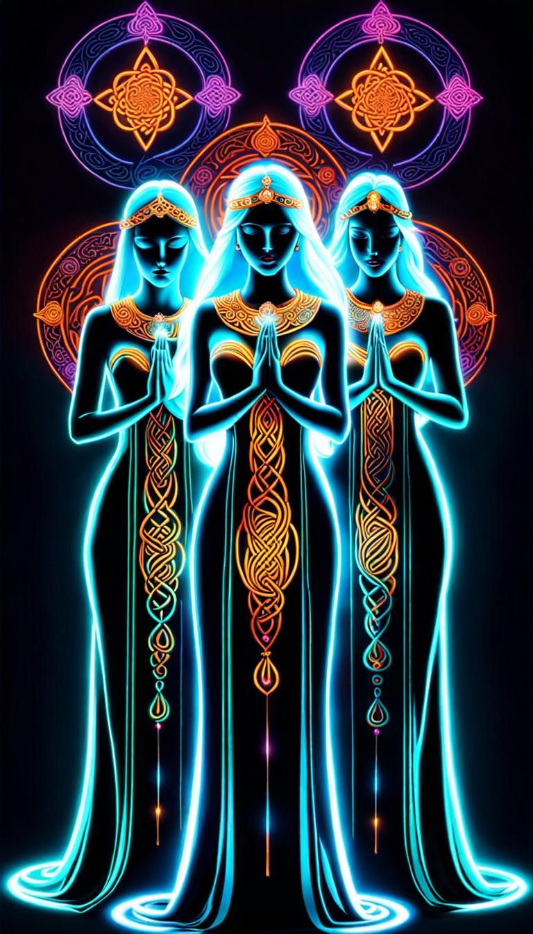 Neon Psychedelic Celtic Women Praying