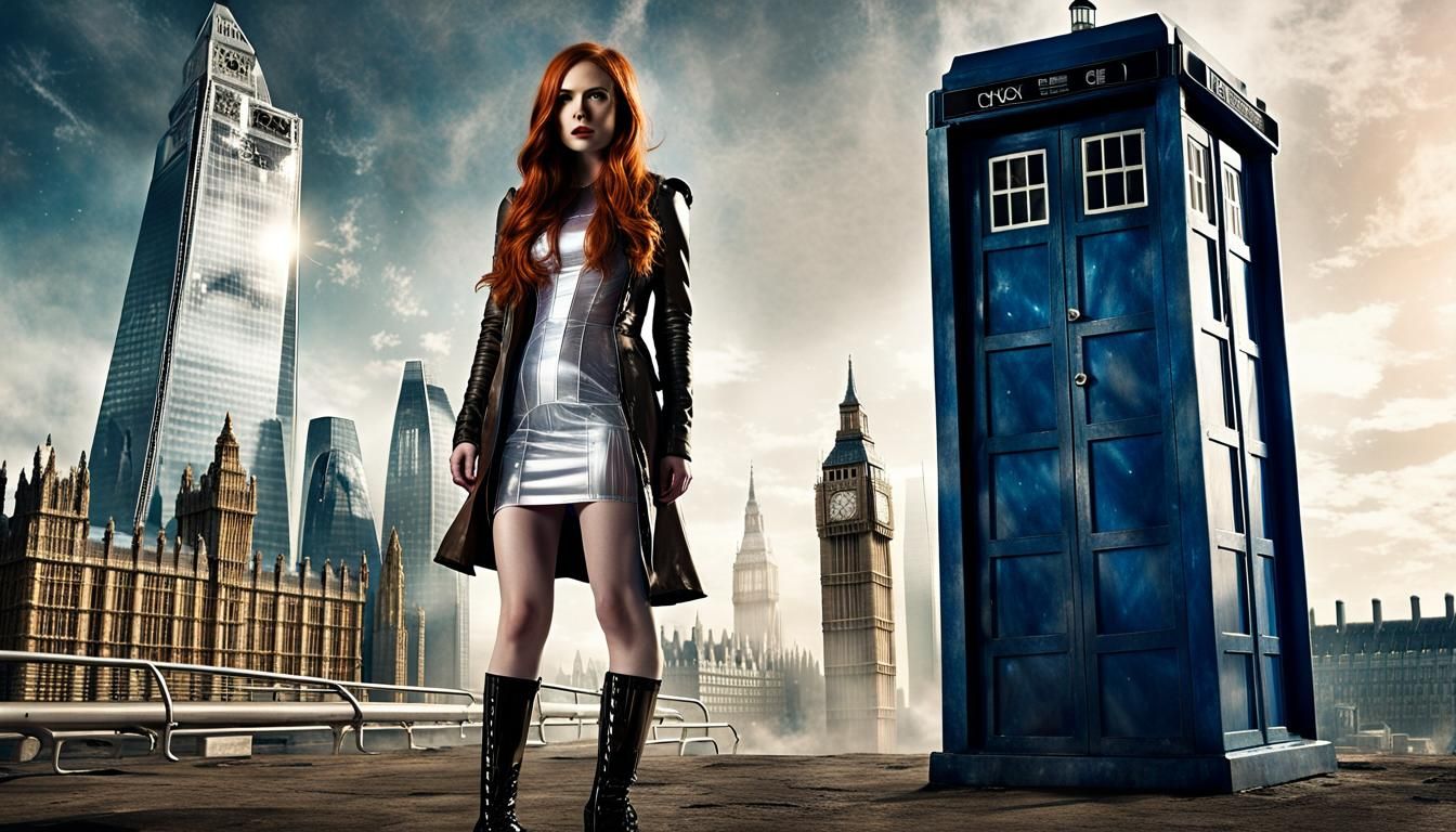 Amy Pond in Dystopian London, Cinematic Photo