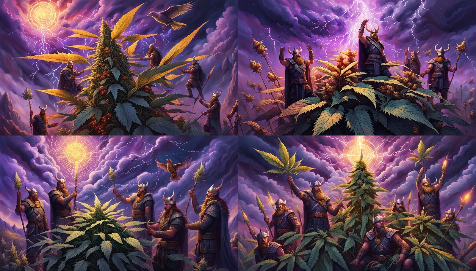 Viking Cannabis Worship in Dark Fantasy Style