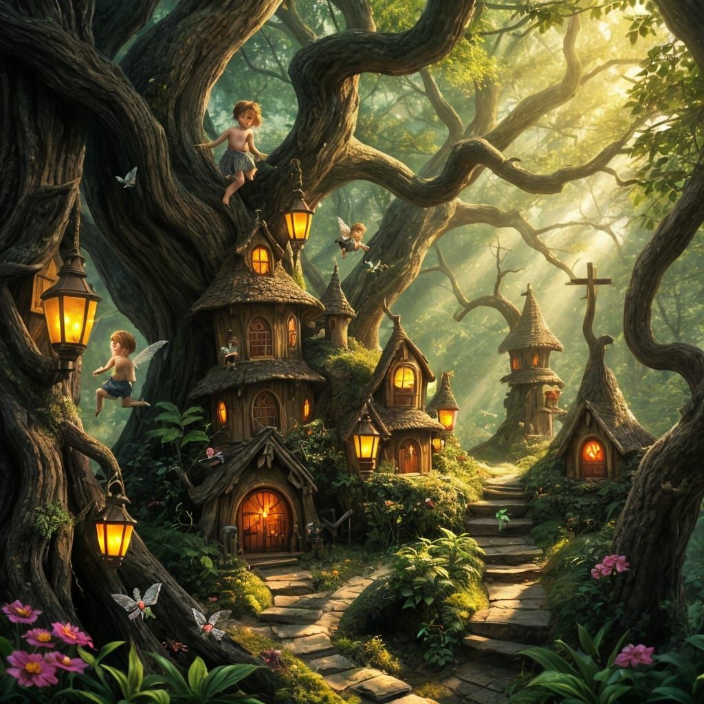 Enchanted Pixie Village in Forest Canopy