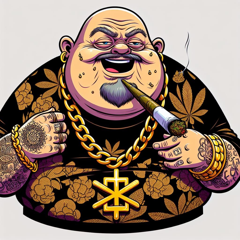 Tattooed Cartoon Dad Smoking