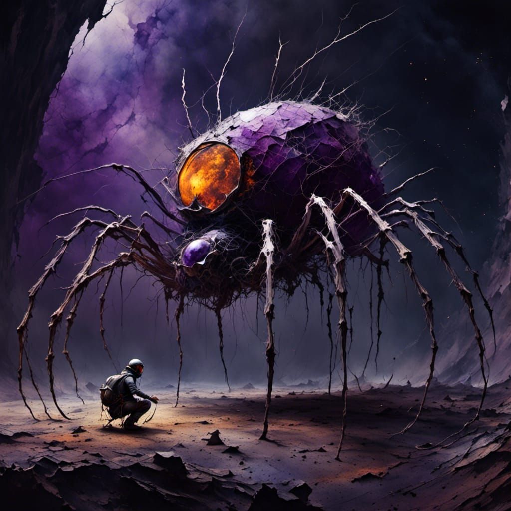 Monster Ant Spider Living on Asteroid in Space