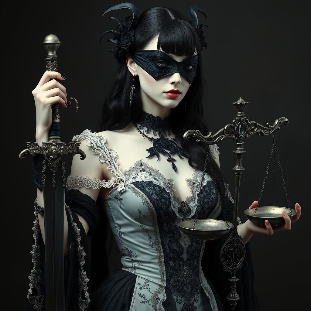 Goddess Nemesis in Gothic Art Style