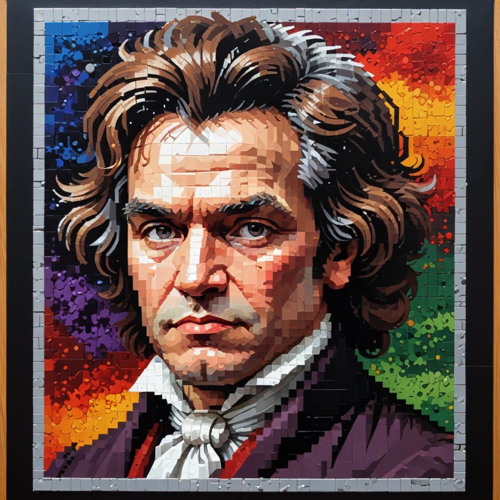 Pixel Art Portrait of Beethoven in 90s Video Game Style