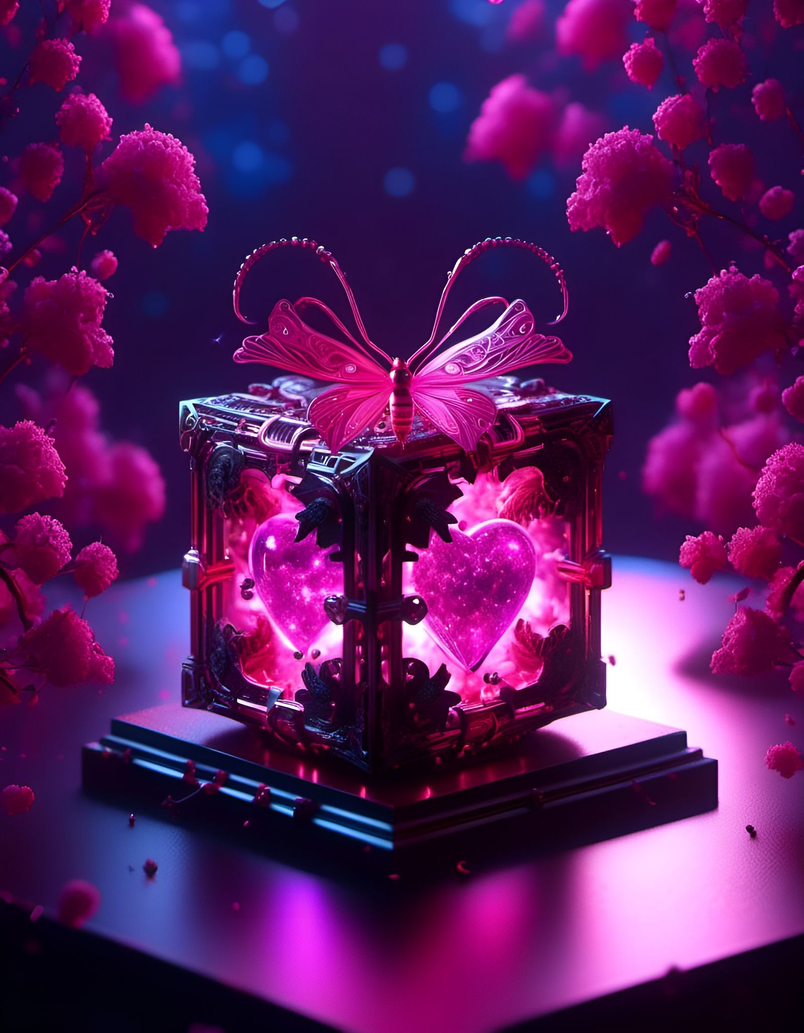 Heart Box with Fairy in 3D Render