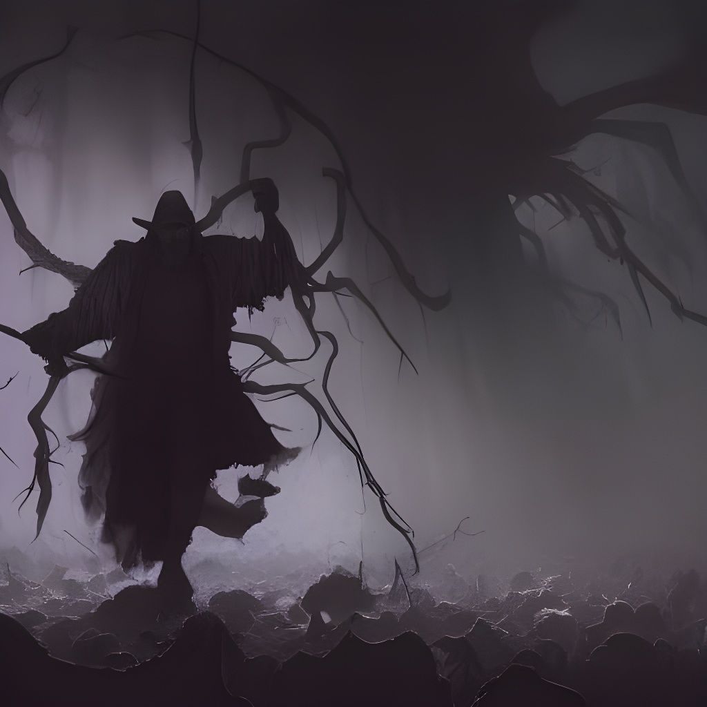 Violet Magic Conjured by Hyperrealistic Dark Fantasy Mage