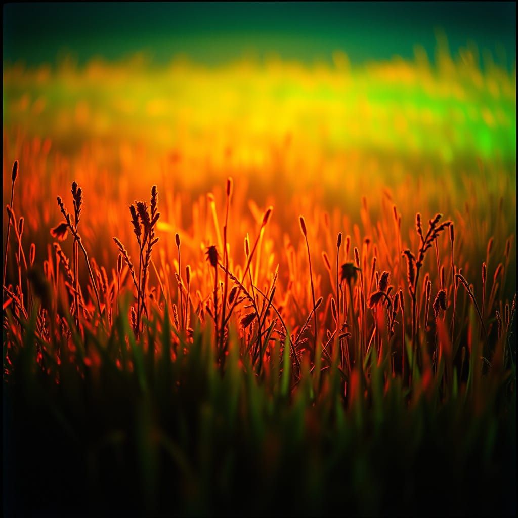 Radiant Neon Meadow: Cinematic Film Still